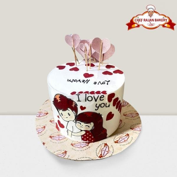 Valentine day couple heart balloon photo cake 1 kg 