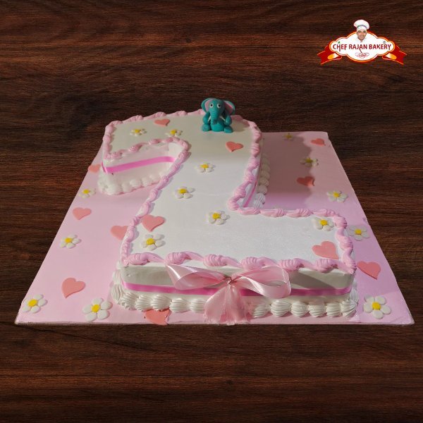 Beautiful two number shape cake top elephant 2 kg 