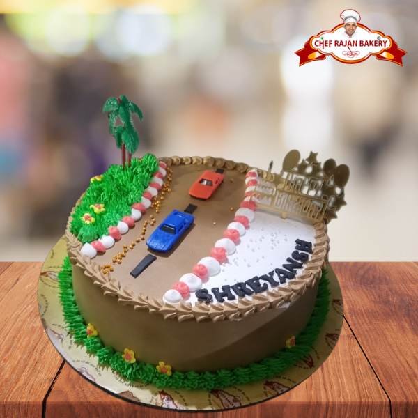 Beautiful car racing track Cake 1 kg 500 gm 