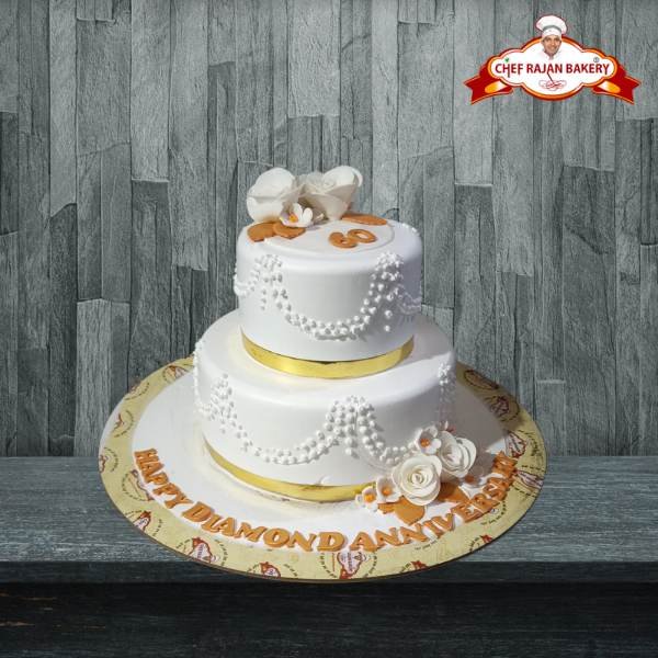 Double layer silver jubilee wedding cake 3 kg 