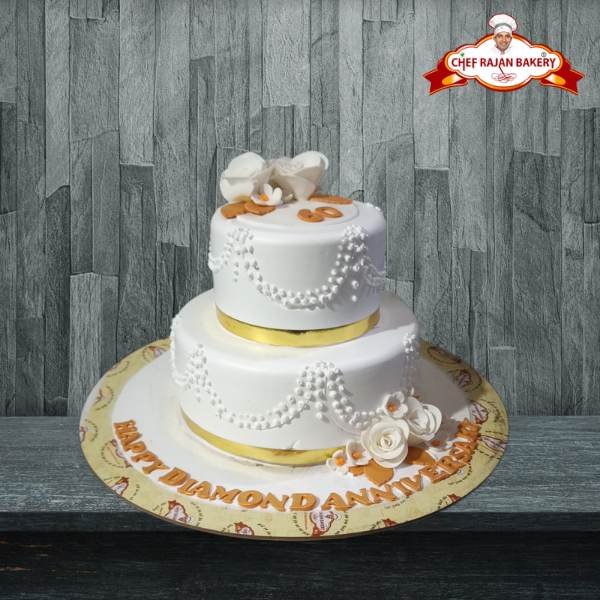 Double layer silver jubilee wedding cake 3 kg 