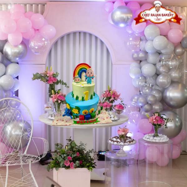 Cocomelon First Birthday Cake Rainbow3 kg 