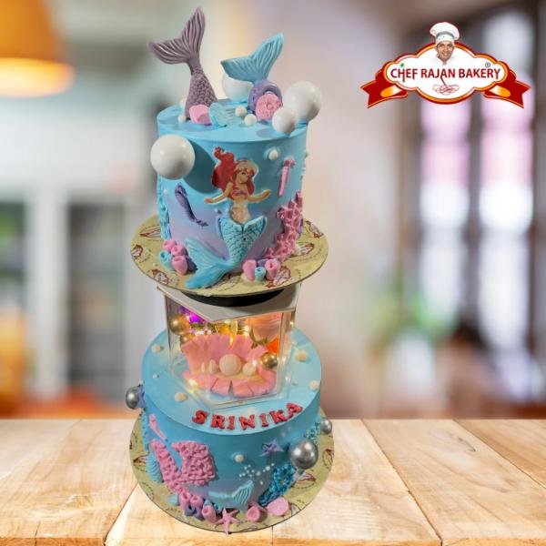 Two Tier Mermaid Theme LED Cake 5 kg  