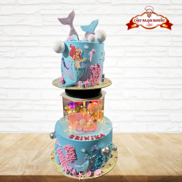 Two Tier Mermaid Theme LED Cake 5 kg  