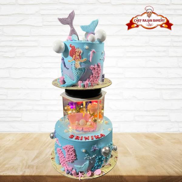 Two Tier Mermaid Theme LED Cake 5 kg  