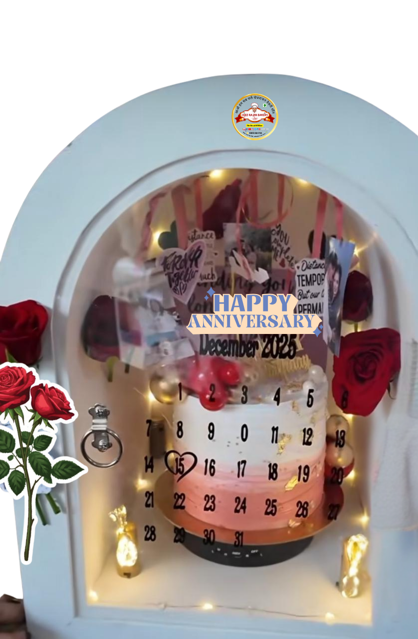 Calendar Theme Anniversary Designer  surprise hamper Cake 1 kg 