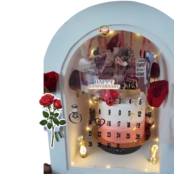 Top trending surprise box  hamper anniversary cake 1 kg 