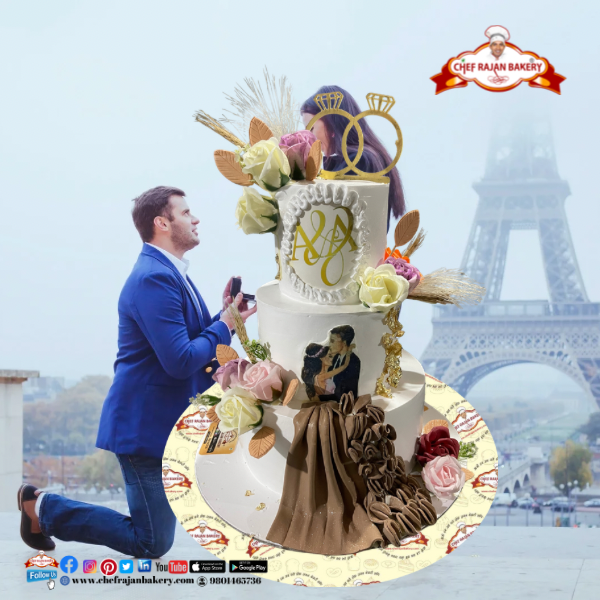 The Eternal Promise  3 Tier Engagement Cake 5 kg 